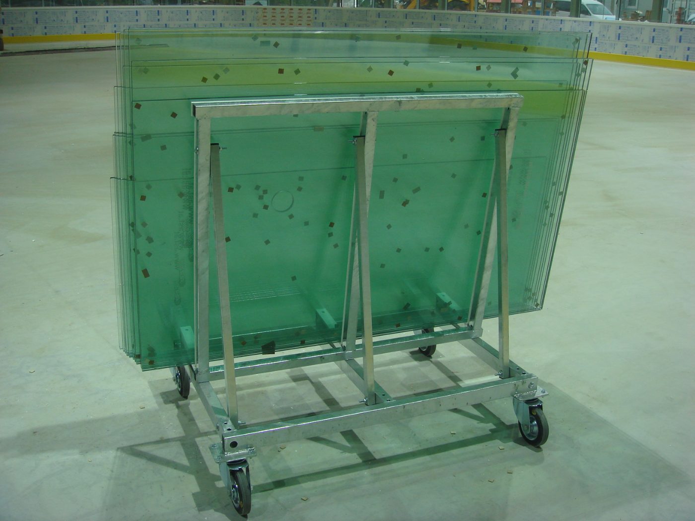 Wheeled glass-panel storage cart
