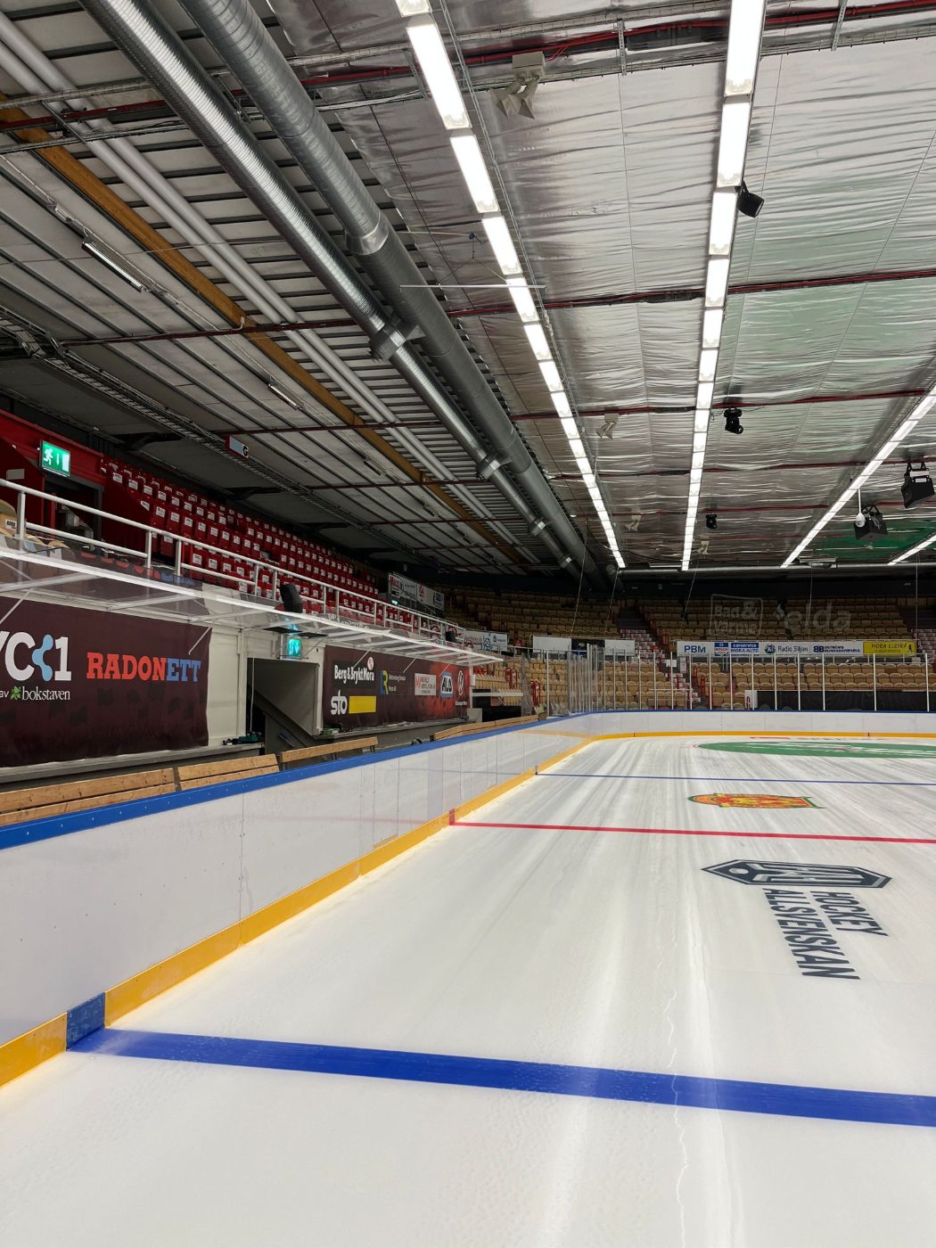 Professional arena dasherboards with sponsor branding