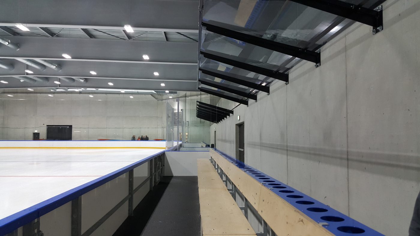 Dasherboard installation with overhead protective glass