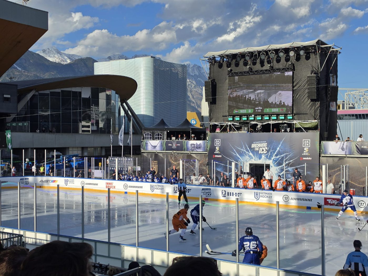 Outdoor stadium dasherboard system in football stadium